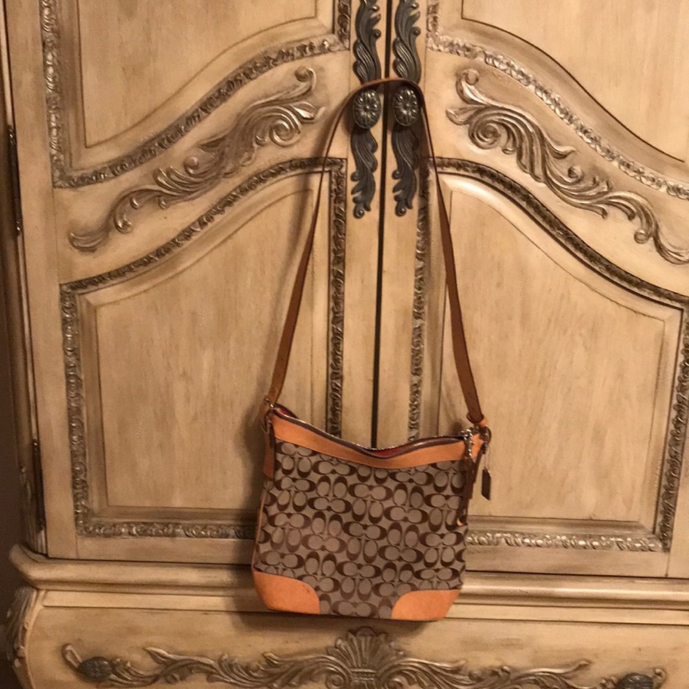 Coach Signature Chelsea Khaki Dark Brown Bag